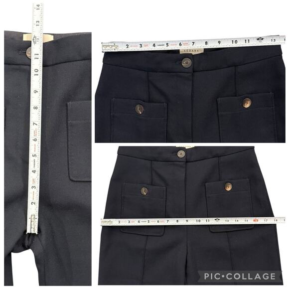 SEZANE High Rise Navy Blue Marine EMILIO TROUSERS Pants Ankle Wool 36 US Size 4 - Picture 8 of 12